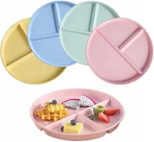 Zestawy naczyń dla dzieci - Nietłukący się, dzielony talerz obiadowy 23 cm 4 sztuki + sztućce, kamper - miniaturka - grafika 1