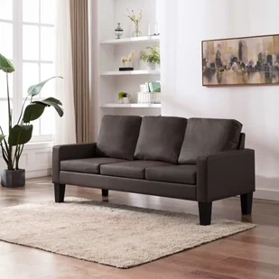 vidaXL 3-osobowa sofa, brązowa, sztuczna skóra - Sofy i kanapy - miniaturka - grafika 1