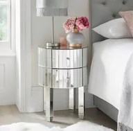 Ławy i stoliki kawowe - STOLIK POMOCNICZY lustrzany srebrny z szufladami styl nowoczesny glamour - miniaturka - grafika 1