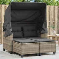 Sofy ogrodowe - vidaXL 2-os. sofa ogrodowa, daszek i podnóżki, jasnoszara, rattan PE - miniaturka - grafika 1