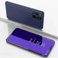 Etui i futerały do telefonów - Plated Mirror Surface View Window Skórzane etui na telefon Stojak na telefon do Oppo Find X3 / x3 Pro - Czarny Ciemny niebieski - miniaturka - grafika 1