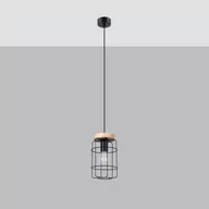 Lampy sufitowe - Gotto lampa wisząca 1xE27 czarna/jasne drewno SL.1263 - miniaturka - grafika 1
