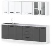 Meble kuchenne - Meble Kuchenne Nowoczesne Zestaw Kuchenny 2.6m Remino Modułowe Biała Szara - miniaturka - grafika 1
