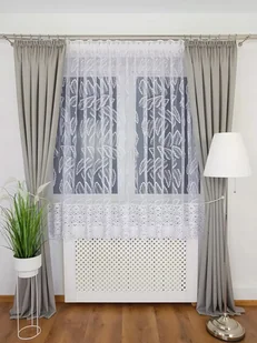 ELEGANCKA FIRANA Z HAFTEM GIPIURA DO SALONU 400/180CM FIRANA GOTOWA LIŚCIE - Firany - miniaturka - grafika 1