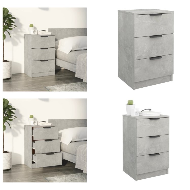 vidaXL Szafka nocna betonowa szara 40x36x65 cm - Szafka nocna - Stoliki nocne - Szafka - Szafka nocna