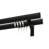 Karnisze - Karnisz DECASTYL Apartamentowy podwójny z agrafkami 240 cm Czarny - miniaturka - grafika 1