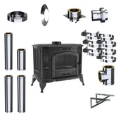 Piece wolnostojące - Piec Kominek Wolnostojący KRATKI Koza K9 10kW fi150 Zestaw Komin Zewnętrzny - miniaturka - grafika 1