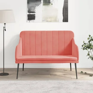 vidaXL Ławka, różowa, 110x76x80 cm, obita aksamitem - Ławki do przedpokoju - miniaturka - grafika 1
