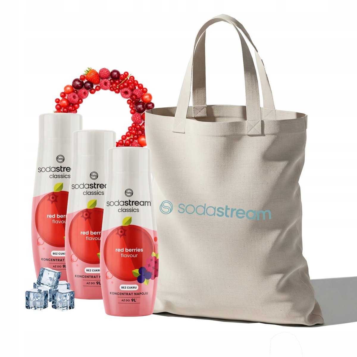 Zestaw Syrop do wody SodaStream Owoce Leśne Zero 3x440 ml + Torba