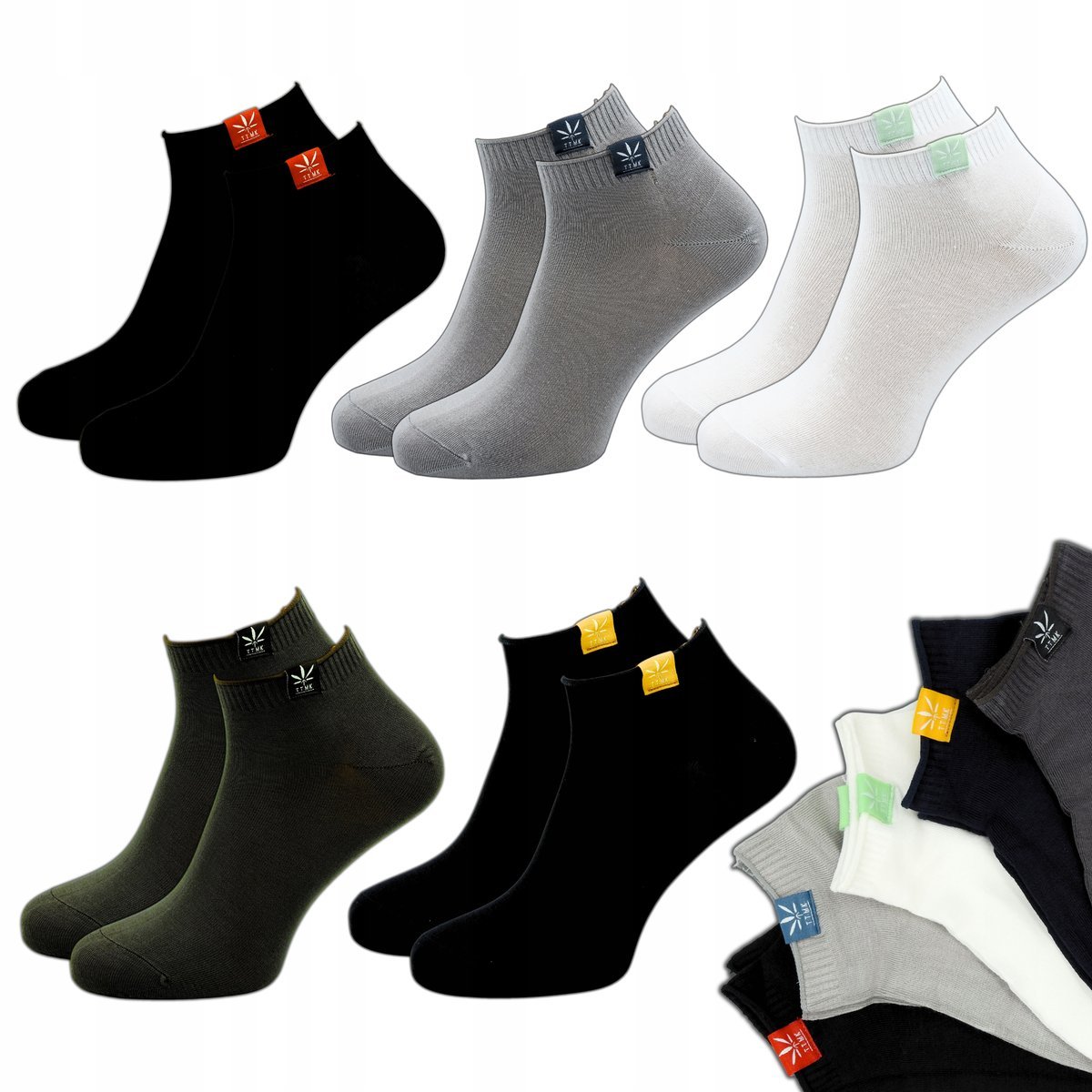 STOPKI MĘSKIE SKARPETY BAMBUSOWE NISKIE SKARPETKI KOLOROWE 5 PAR 43/46