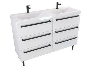 Szafka Stojąca Z Umywalką ATH 120 cm DUO - Biały Mat - Uchwyty Czarne Matowe - Szafki łazienkowe - miniaturka - grafika 1