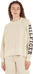 Swetry damskie - Tommy Hilfiger Damski sweter rozpinany Hilfiger C-NK, klasyczny beżowy, XXL, Klasyczny beżowy, XXL - grafika 1
