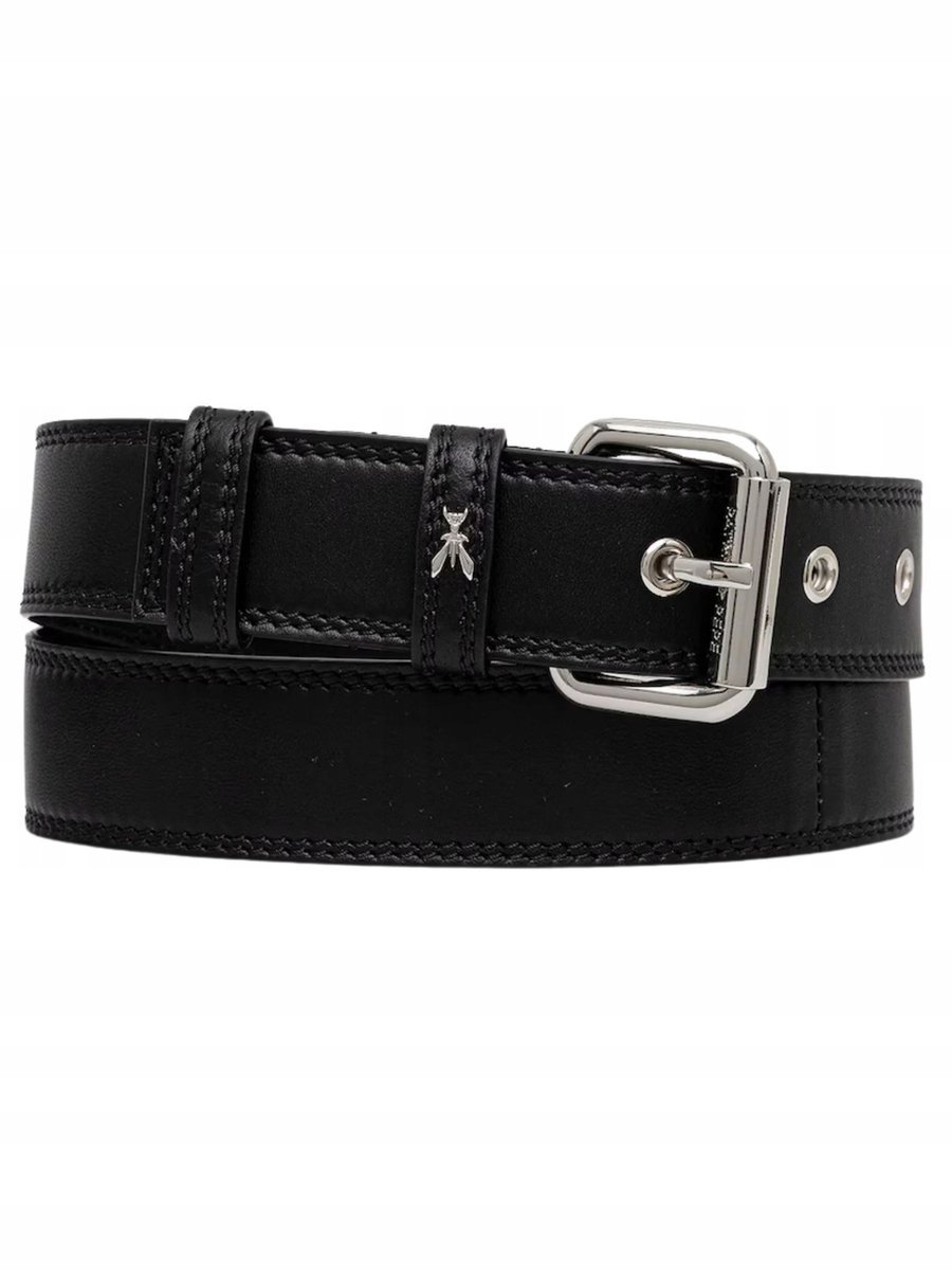 Pasek damski skórzany Patrizia Pepe 2W0023 L113 czarny srebrny - Belt: L
