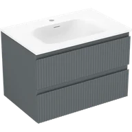 Szafki łazienkowe - Mexen Rivel szafka łazienkowa 70 cm z umywalką Vela, 2 szuflady, ryflowana , grafit mat/biała mat - 91A20-07047-2-BFF66-W23M0 - miniaturka - grafika 1