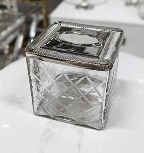 SERWETNIK srebrno szklany ozdobny klasyczny - Dekoracja stołu - miniaturka - grafika 1