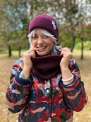 Apaszki i szaliki damskie - Bawełniany mały komin Bordo - miniaturka - grafika 1