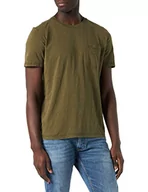Koszulki męskie - camel active Męski T-shirt z krótkim rękawem z naszytą kieszenią na piersi z czystej bawełny, oliwkowo-brązowy, 3XL - miniaturka - grafika 1