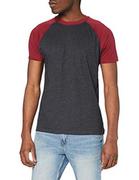 Koszulki męskie - Urban Classics T-shirt męski Raglan Contrast Tee, Charcoal/Burgundy, XXL - miniaturka - grafika 1