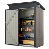 Altany ogrodowe - Domek ogrodowy metalowy, 150 x 90,5 x 185 cm 1,5 m³, domek na narzędzia z dachem jednospadowym i drzwiami, szopa na narzędzia, zamykana na klucz - miniaturka - grafika 1