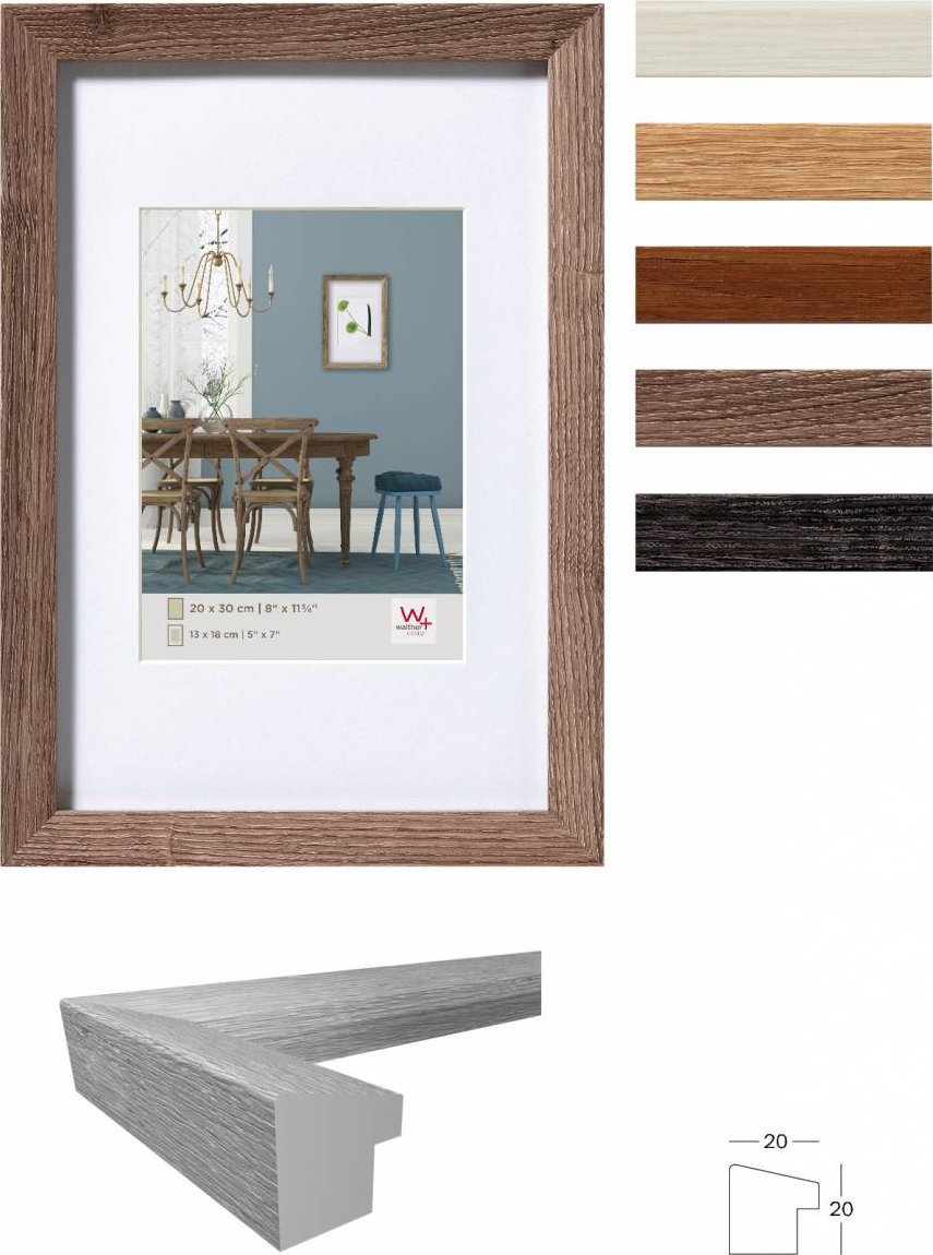 Ramka Walther Walther Fiorito dark grey 20x20 Wood incl. Passepartout EF220D