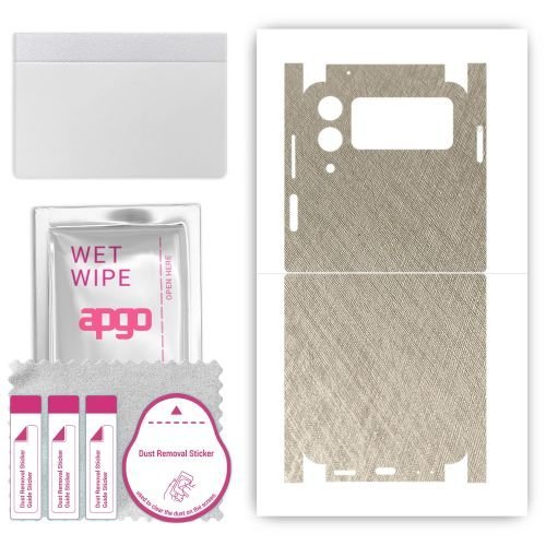 folia naklejka skórka strukturalna na TYŁ+BOKI do Samsung Galaxy Z Flip4 - Tytan Srebrny - apgo SKINS