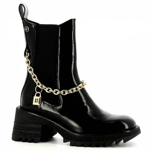 Czarne lakierowane sztyblety damskie CARINII - Carinii - Botki damskie - miniaturka - grafika 1