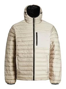 JACK & JONES Męska kurtka pikowana Jcohunt Puffer, Cobblestone, L - Kurtki męskie - miniaturka - grafika 1
