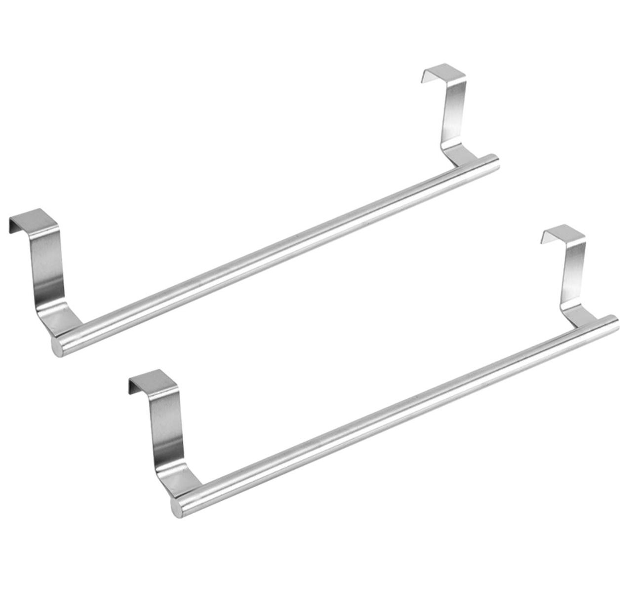 2 x wieszak na ręczniki kuchenne wykonany ze stali nierdzewnej Wieszak na ręczniki kuchenne na drzwi szafki Wieszak na ręczniki bez wiercenia Wieszak na drzwi jako drążek, oszczędzający miejsce wieszak na ręczniki kuchenne 36,2 cm