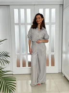 Komplety damskie - Andaluzja - komplet damski z lnu szary - miniaturka - grafika 1