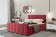 Łóżka - Łóżko kontynentalne AMOR z materacem 120x200 tkanina Soro czerwony - miniaturka - grafika 1