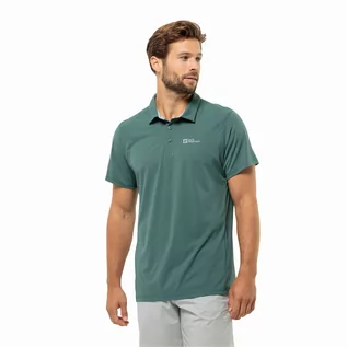 Koszulki męskie - Męska koszulka polo Jack Wolfskin PRELIGHT TRAIL POLO M jade green - M - grafika 1