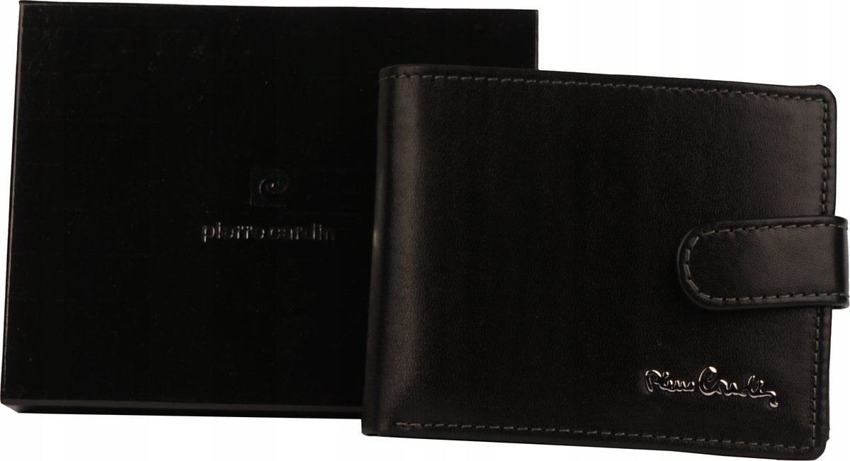 Pierre Cardin Oryginalny Czarny Portfel Męski Skórzany Duży RFID Secure