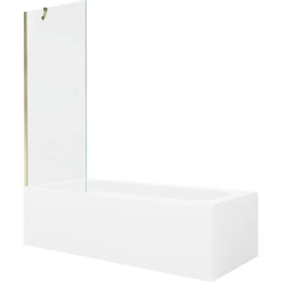 Mexen Vega wanna prostokątna 150 x 70 cm z obudową i parawanem 1-skrzydłowym 70 cm, transparent, złoty - Wanny - miniaturka - grafika 1