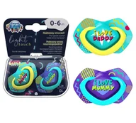 Smoczki uspokajające - CANPOL BABIES SMOCZEK SYMETRYCZNY NEON LOVE 0-6m 2szt. - miniaturka - grafika 1