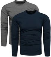 Koszulki męskie - 2-pak zestaw basic męskich longsleevów grafitowy i granatowy Recea - miniaturka - grafika 1