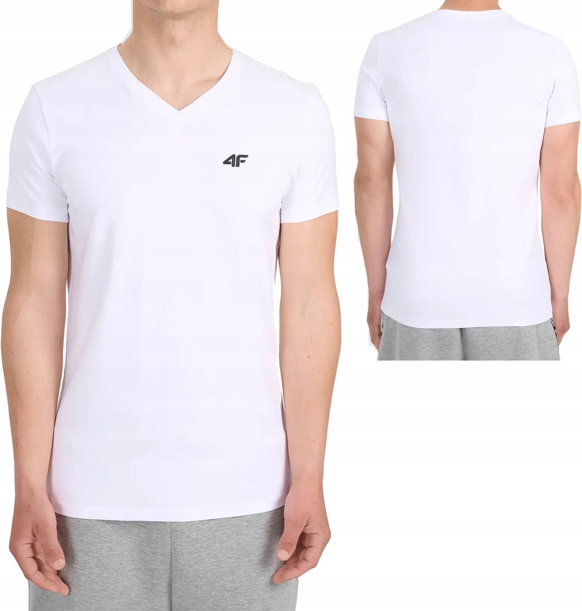 Bawełniana koszulka 4F t-shirt w serek M3339 10S biały r. L