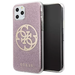 Guess Circle Glitter 4G Etui iPhone 11 Pro Max różowy 10_15938 - Etui i futerały do telefonów - miniaturka - grafika 1