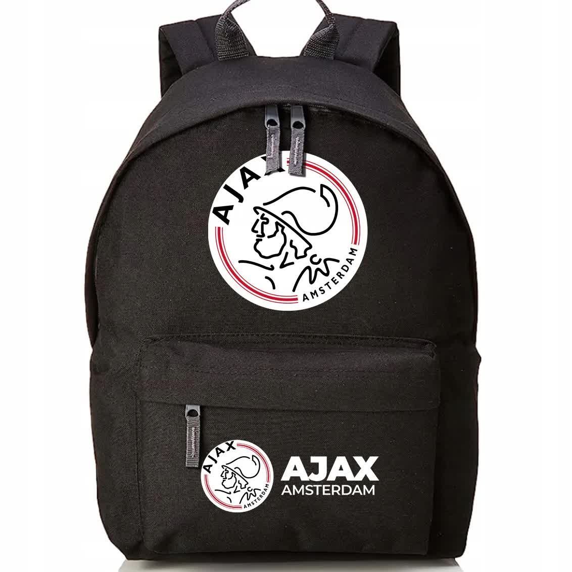 Plecak Szkolny Czarny AJAX AMSTERDAM Kluby Piłkarskie Piłkarze Sport Wzory