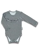 Body dla niemowląt - Dziewczęce body bawełniane na długi rękaw z falbanką białe Nicol,r.68 - miniaturka - grafika 1