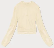 Bluzy damskie - Cienka krótka bluza dresowa damska ecru (8B938-67+132) - J STYLE - miniaturka - grafika 1