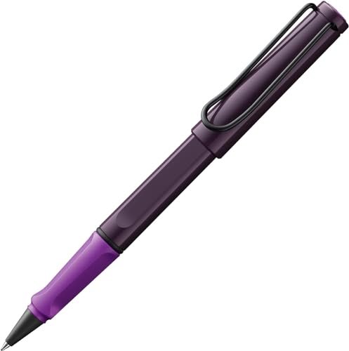 LAMY safari nowoczesne pióro kulkowe 3D7 z wytrzymałego tworzywa sztucznego w kolorze fioletowo-malinowym z ergonomicznym uchwytem i metalowym klipsem, w zestawie wkład do długopisu kulkowego M 63 M,