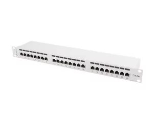 Patch panel 24x port 1U LANBERG do szafy RACK 19" KAT.5E ekranowany szary - Pozostałe akcesoria sieciowe - miniaturka - grafika 1