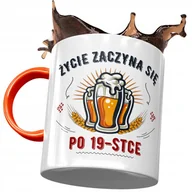 Kubki - Kubek Pomarańczowy na Urodziny 19 19ste 19-ste z Nadrukiem ze Zdjęciem + Opakowanie na prezent (wzór 01) - miniaturka - grafika 1