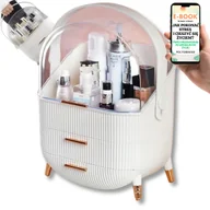 Pudełka i szkatułki - WIELKI ORGANIZER NA KOSMETYKI BIAŁY SZKATUŁKA NA BIŻUTERIĘ Z UCHWYTEM KOSMETYCZKA PREZENT DLA KOBIET + EBOOK-1 - miniaturka - grafika 1