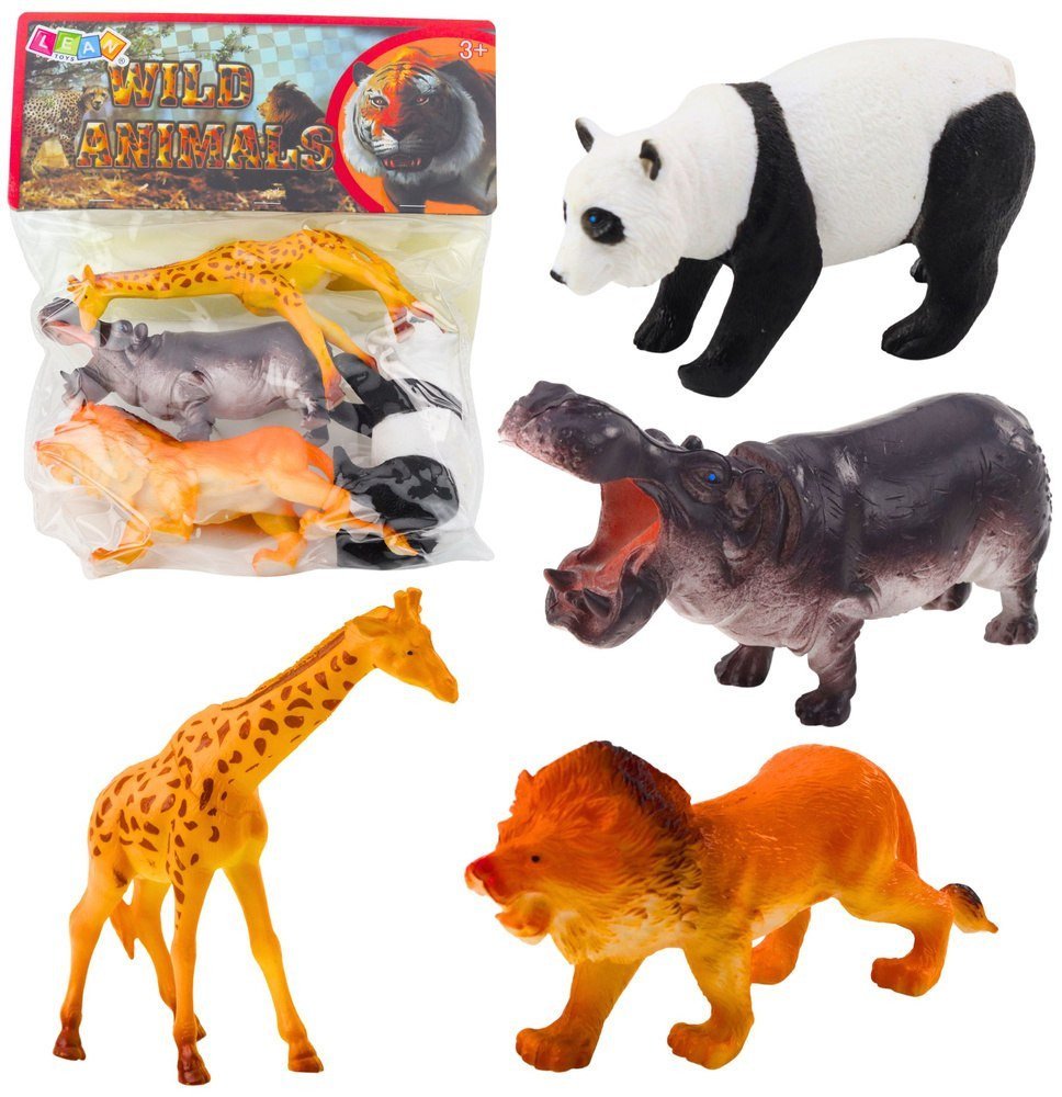 Zestaw Figurki Dzikie Zwierzęta Safari Panda Żyrafa Lew Hipopotam 4 szt.