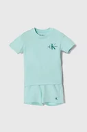 Dresy i komplety dla dziewczynek - Calvin Klein Jeans komplet dziecięcy kolor turkusowy - miniaturka - grafika 1