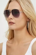 Okulary przeciwsłoneczne - Guess okulary przeciwsłoneczne damskie kolor złoty - miniaturka - grafika 1