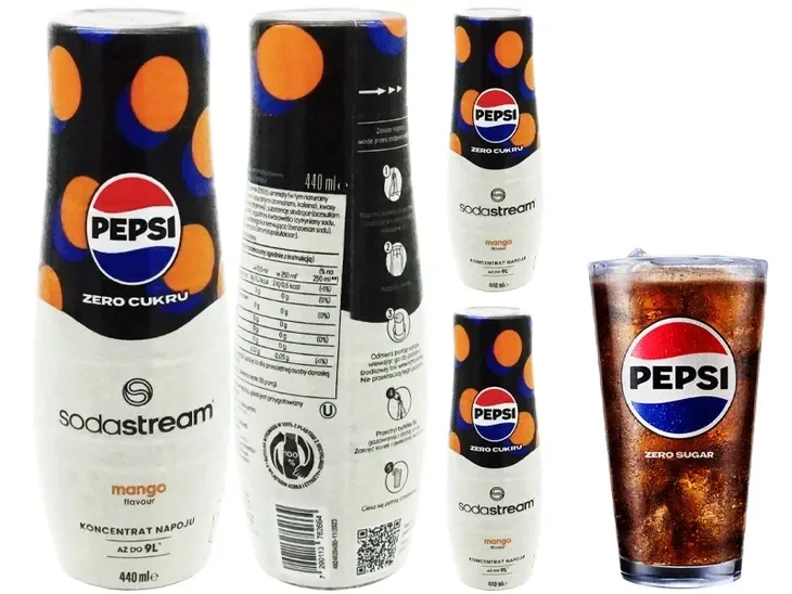 3x Syrop Pepsi Mango Zero Cukru Do Saturatora Sodastream 9l Napoju Z 440ml