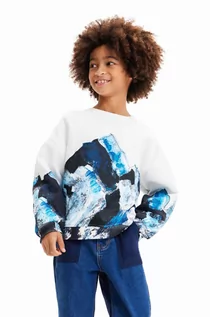 Bluzy dla chłopców - Desigual bluza bawełniana dziecięca kolor niebieski z nadrukiem - grafika 1