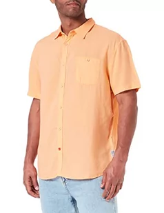 Timezone Męska koszula z krótkim rękawem z miękkiego lnu, pomarańczowy, XXL - Koszule męskie - miniaturka - grafika 1